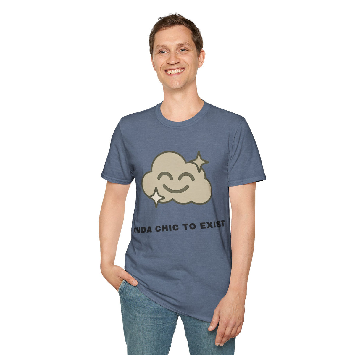 T-Shirt — "Kinda Chic to Exist" Smiling Cloud Graphic Tee - Trending Now - September 2026