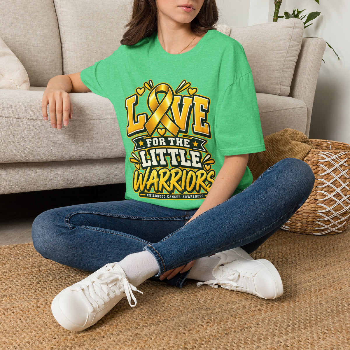 Childhood Cancer Awareness T-Shirt — "Love for the Little Warriors" Yellow Ribbon