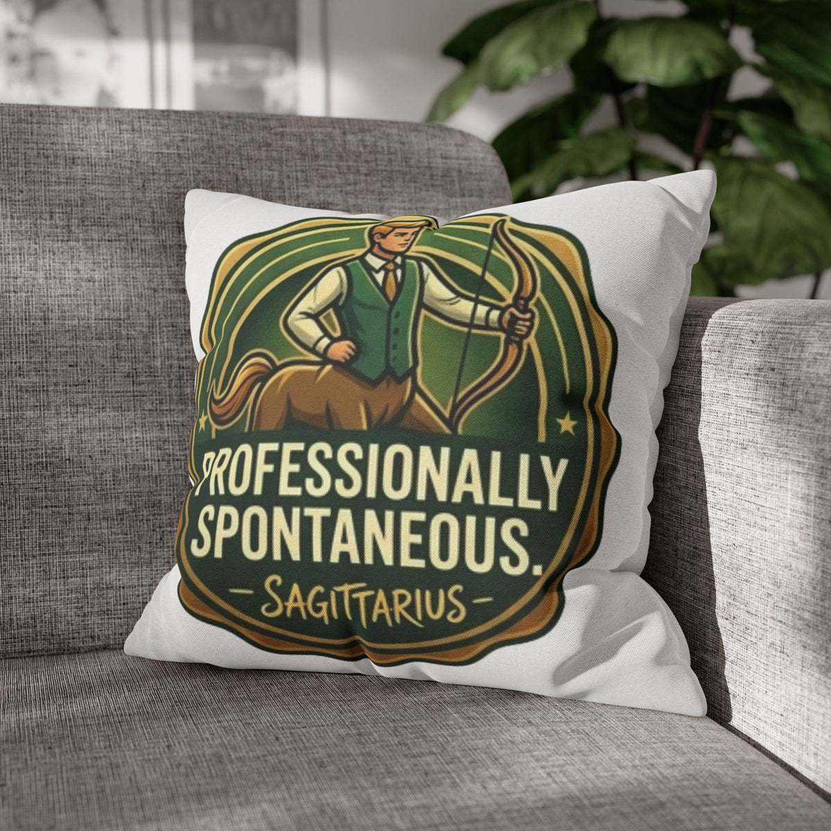 Sagittarius Pillowcase — "Professionally Spontaneous" Zodiac Decor
