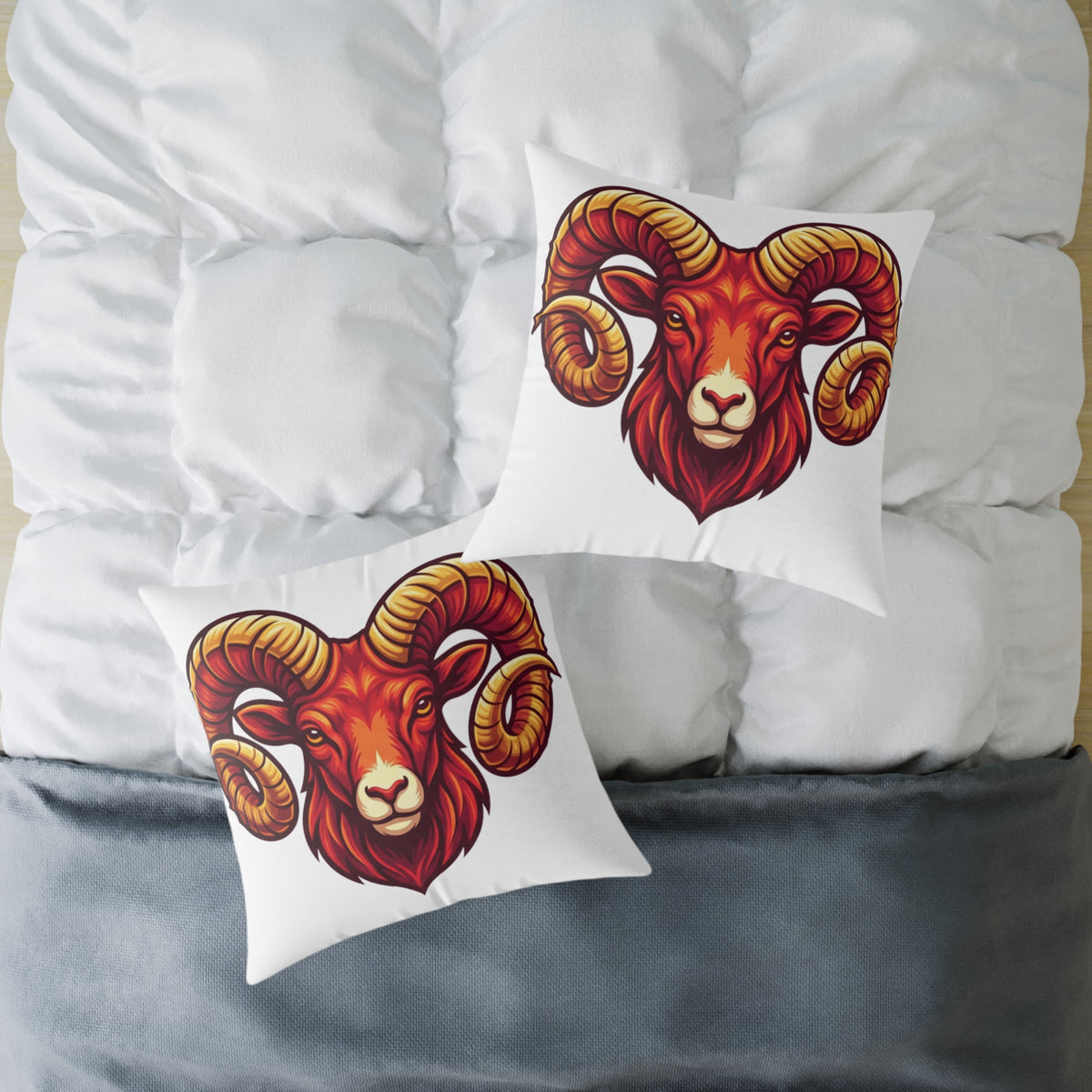 Aries Zodiac Ram Head Throw Pillow — Bold Zodiac Aries Accent Cushion