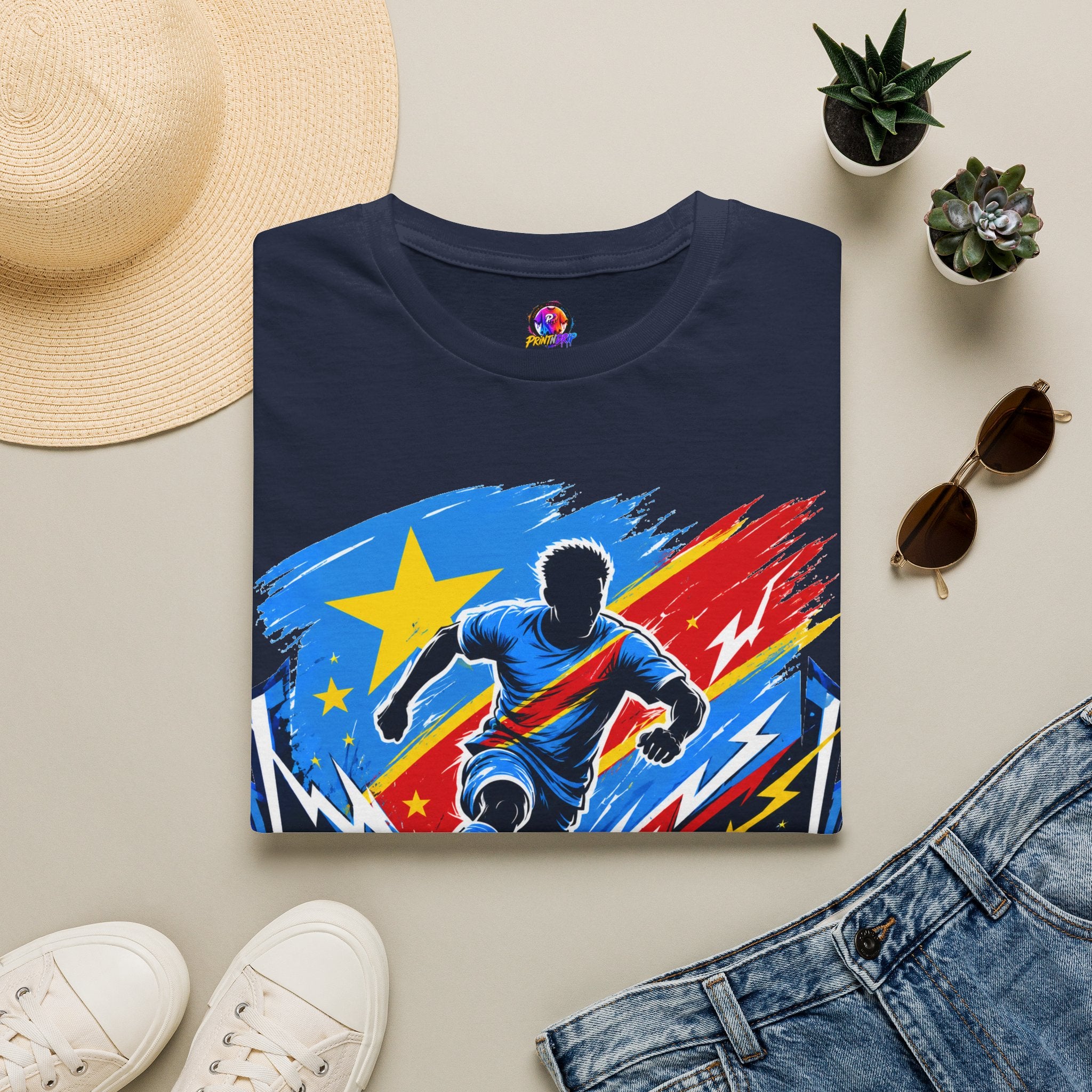 Congo Soccer T-Shirt — Congo Blue Rise Football Fan Tee