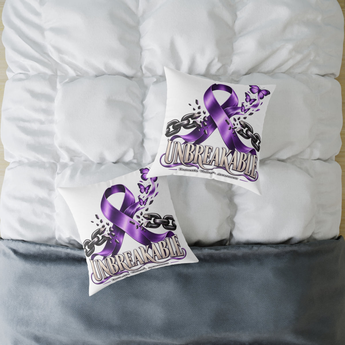 Domestic Violence Unbreakable Purple Ribbon Throw Pillow