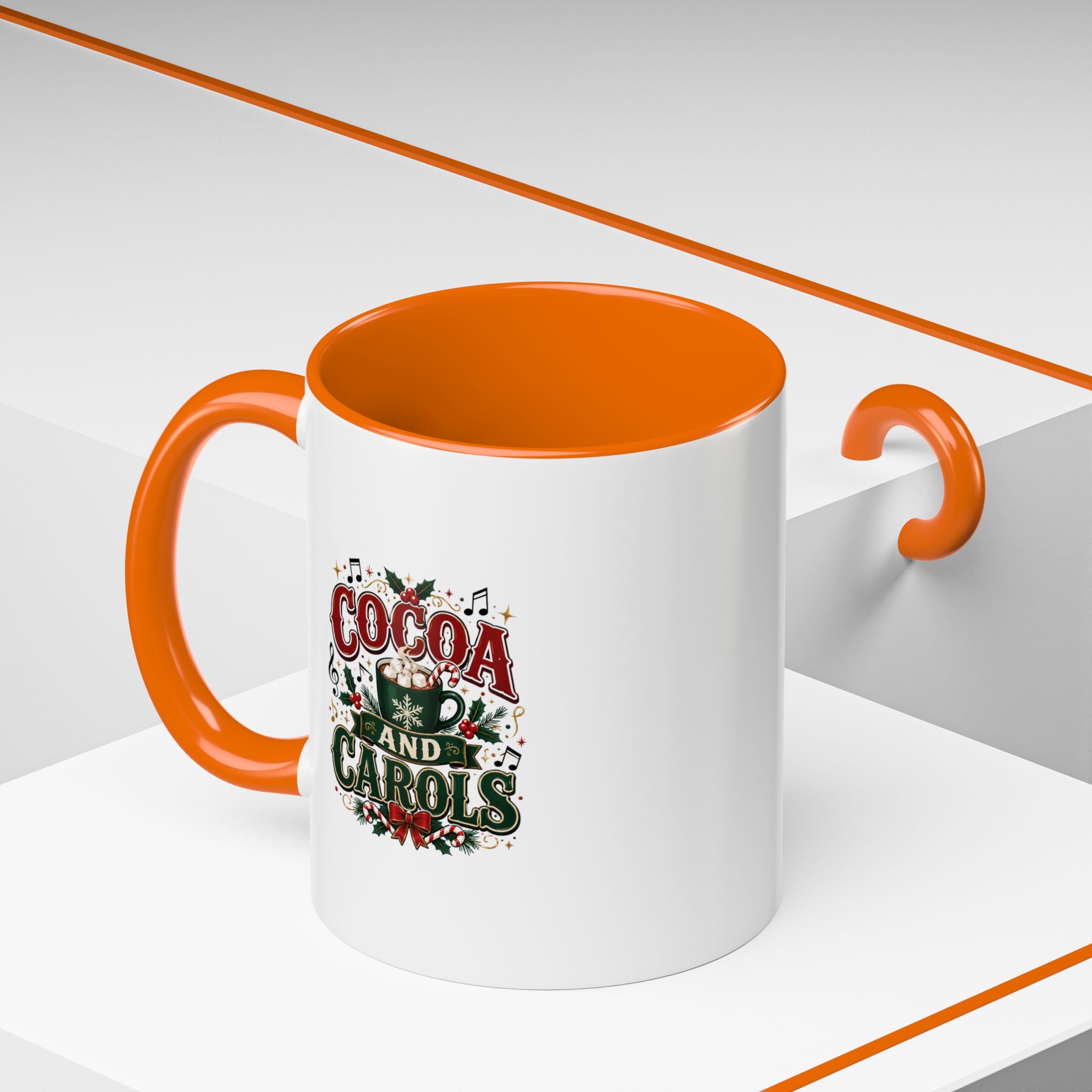 Cocoa and Carols Accent Coffee Mug — Holiday Christmas Cocoa Mug
