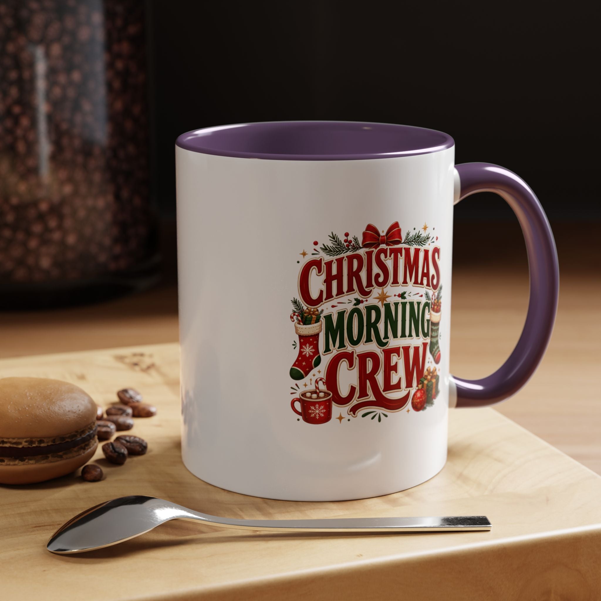Christmas Morning Crew Accent Coffee Mug – Holiday Coffee Cup