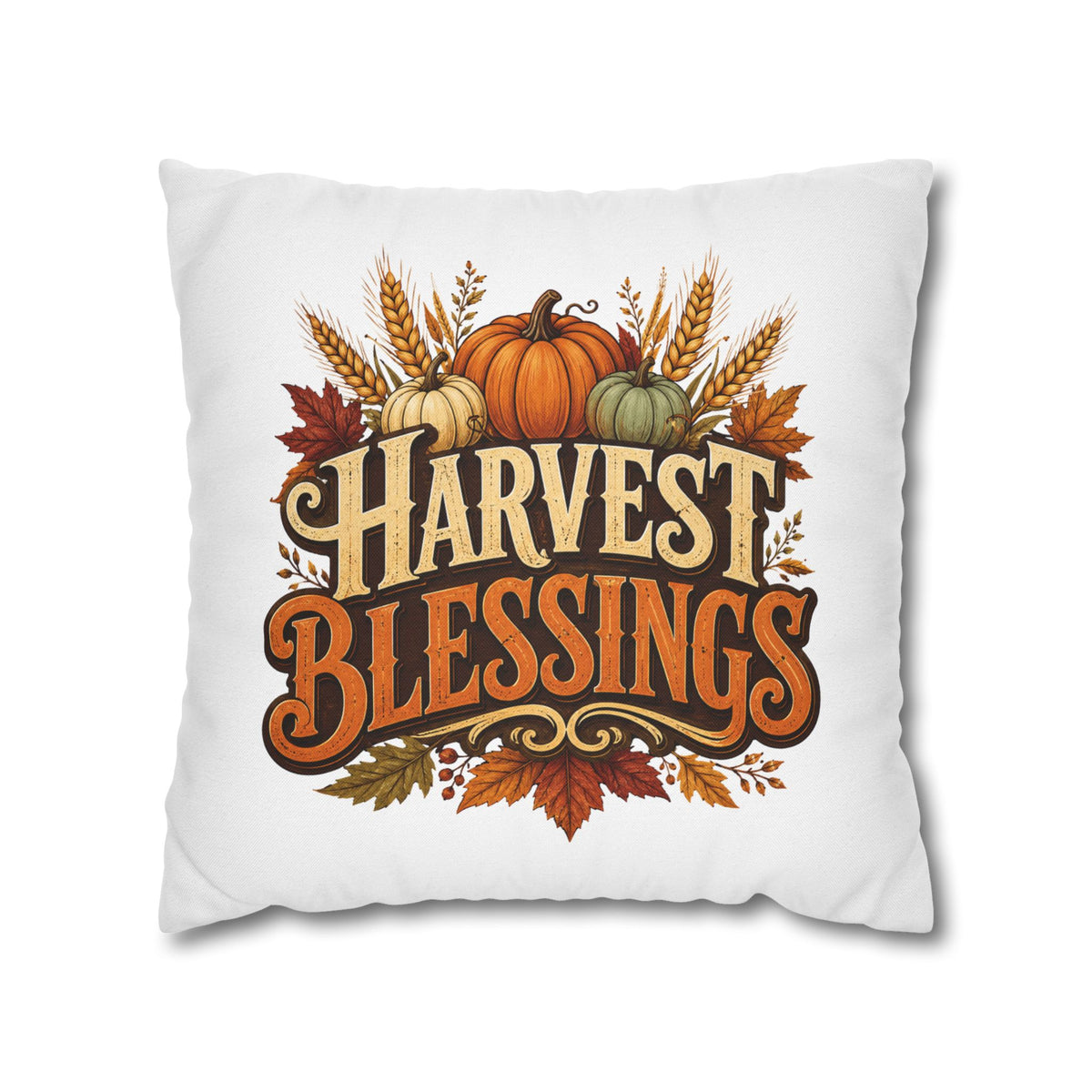 Thanksgiving Harvest Blessings Throw Pillowcase — Autumn Pumpkin Fall Decor