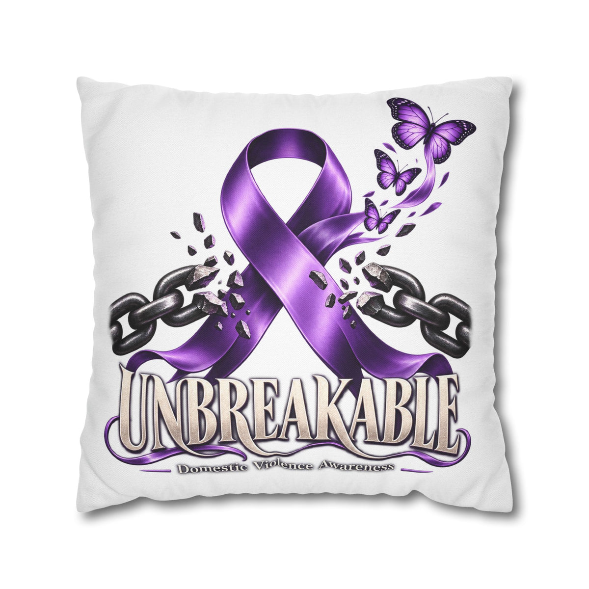 Domestic Violence Unbreakable Purple Ribbon Decorative Pillowcase