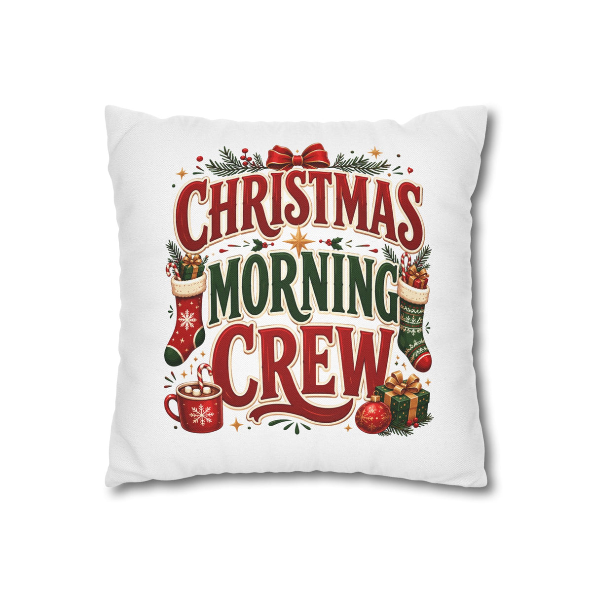 Christmas Spun Square Pillowcase  Morning Crew Pillowcase
