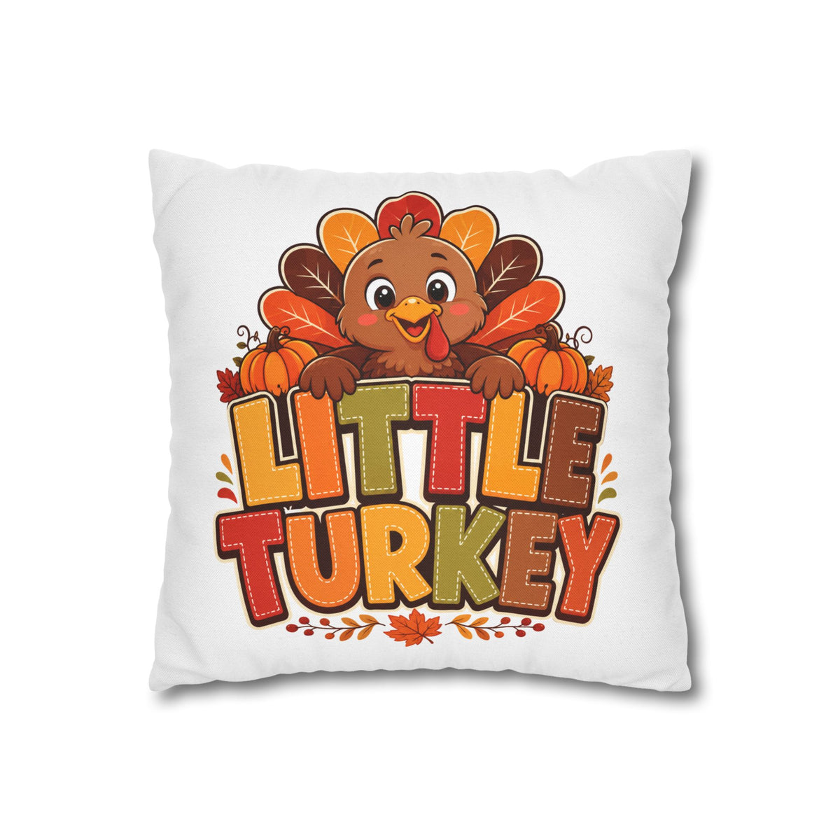 Thanksgiving Little Turkey Throw Pillowcase — Cute Thanksgiving Kids Pillow