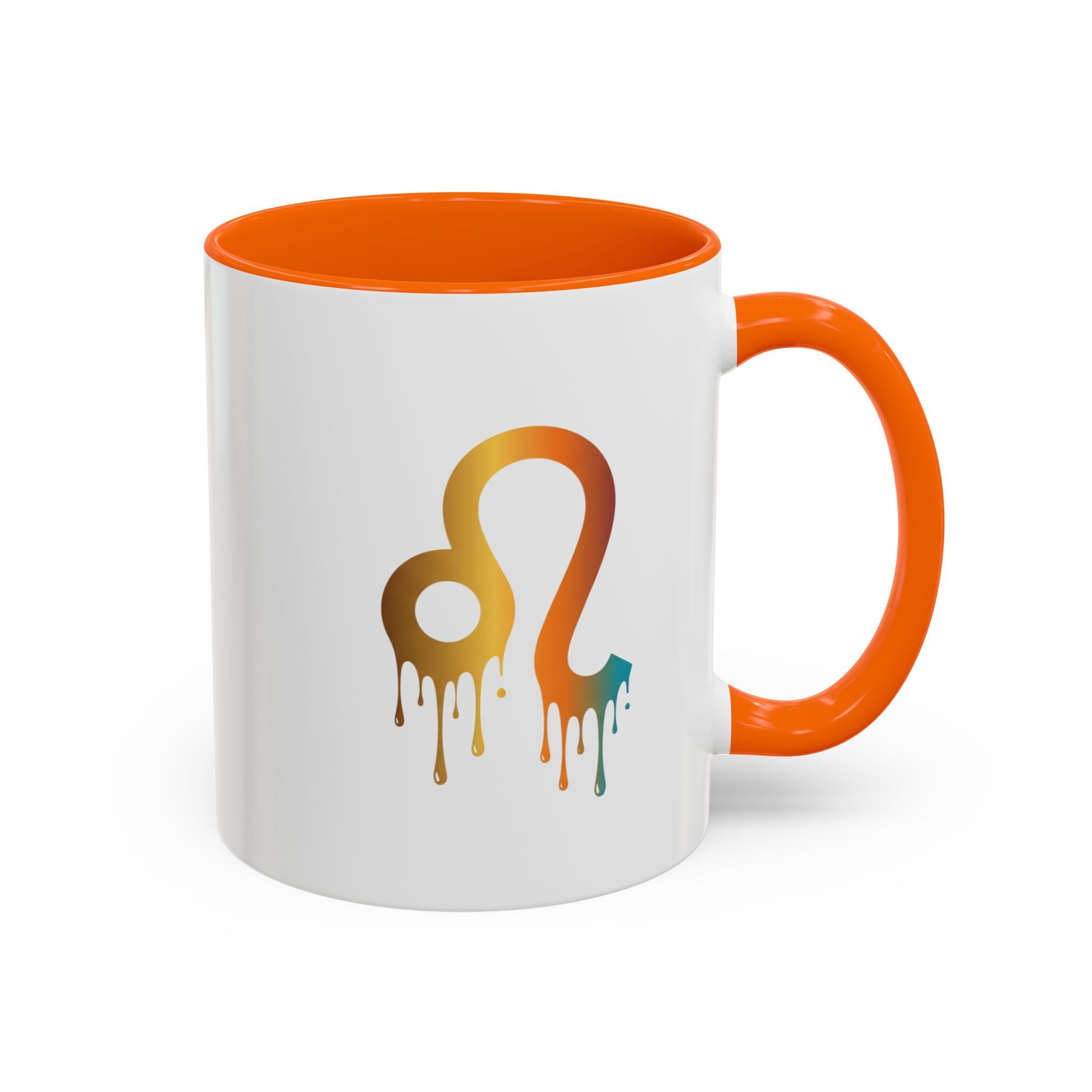 Leo Zodiac Coffee Mug — Dripping Rainbow Leo Symbol Accent Mug