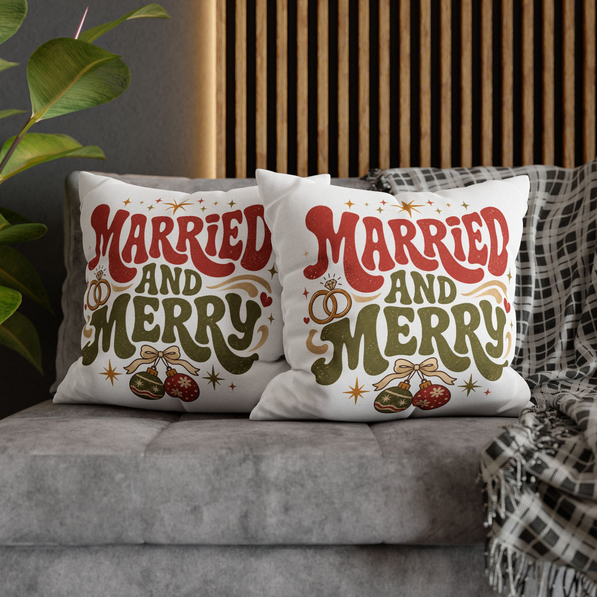 Christmas Married and Merry Holiday Pillowcase