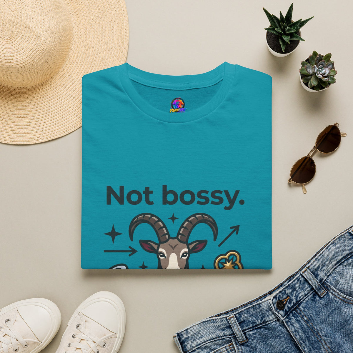 Capricorn T-Shirt — "Not Bossy, Just the Boss" Zodiac Goat Tee