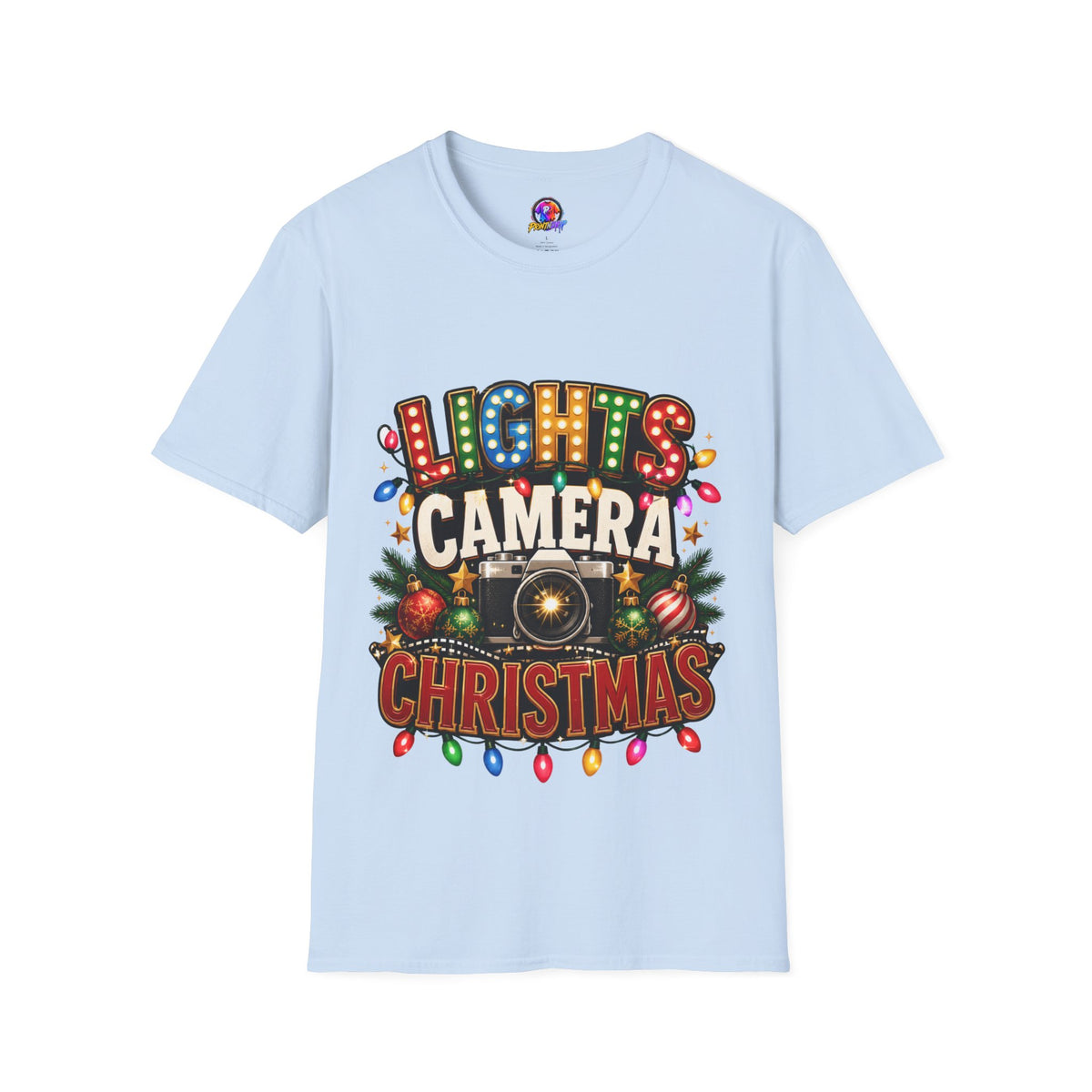 Lights Camera Christmas T-Shirt — Retro Marquee Holiday Tee