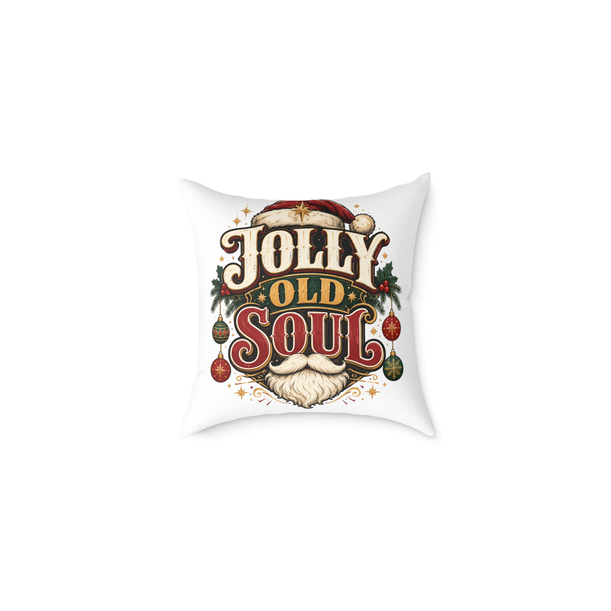 Christmas Holiday Pillow — "Jolly Old Soul" Christmas Decorative Throw Pillow