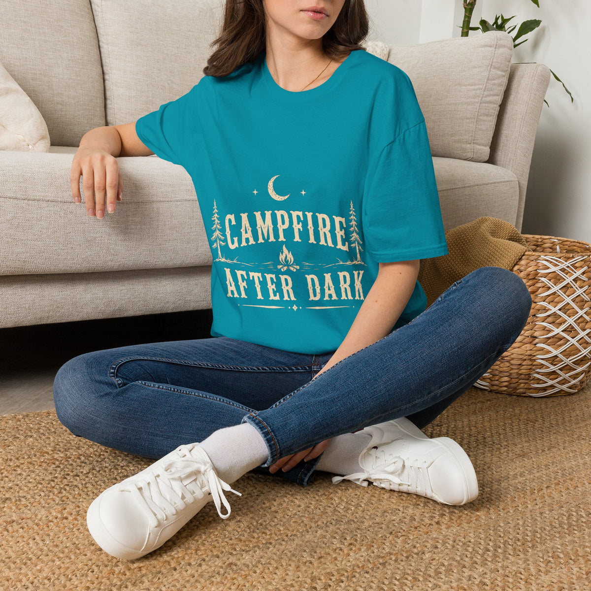 Campfire After Dark T-Shirt — Moonlit Camping Graphic Tee
