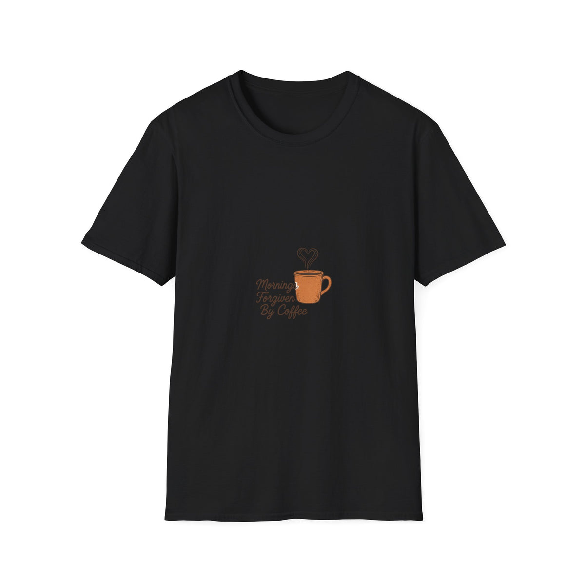 Morning Powered By Coffee Graphic Tee, Cute Caffeine Heart Mug T-Shirt - Trending Now - September 2026
