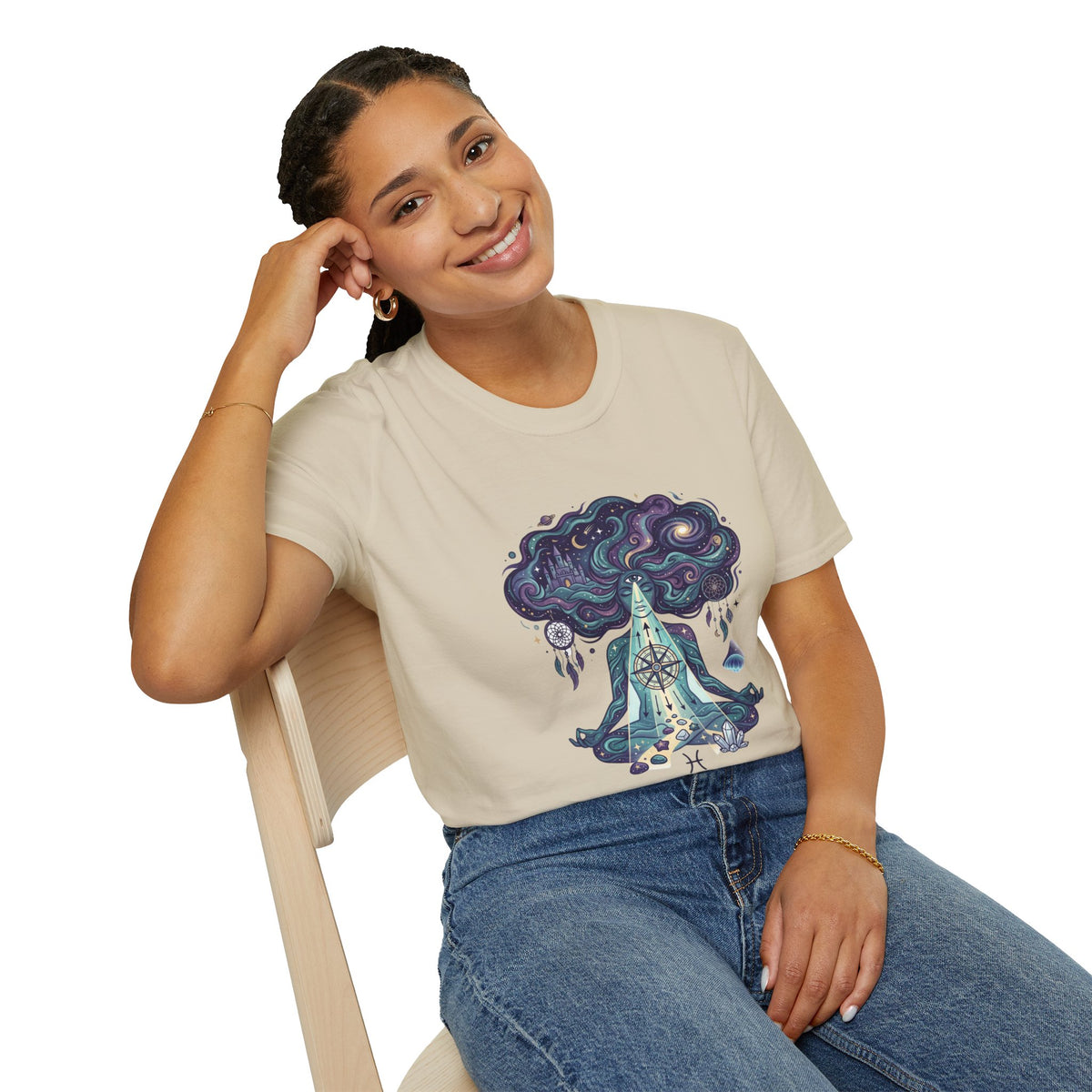 Dreamy Meditation T-Shirt — 'Guided by dreams, ruled by intuition' Spiritual Art Tee