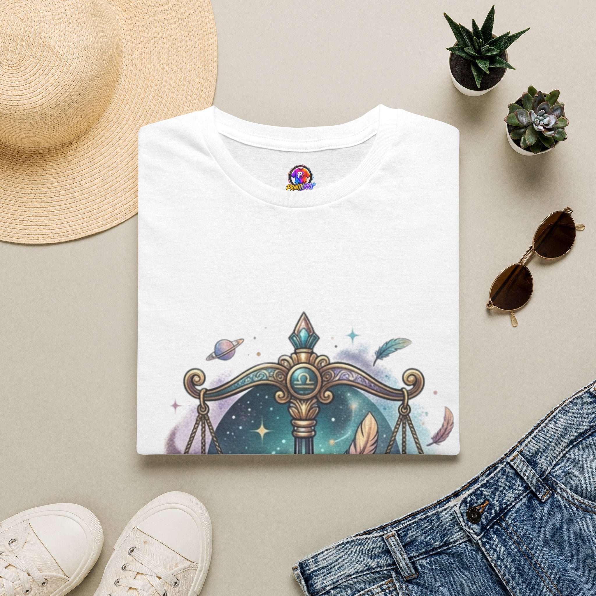Libra Scales Zodiac T-Shirt — Celestial Astrology Graphic Tee