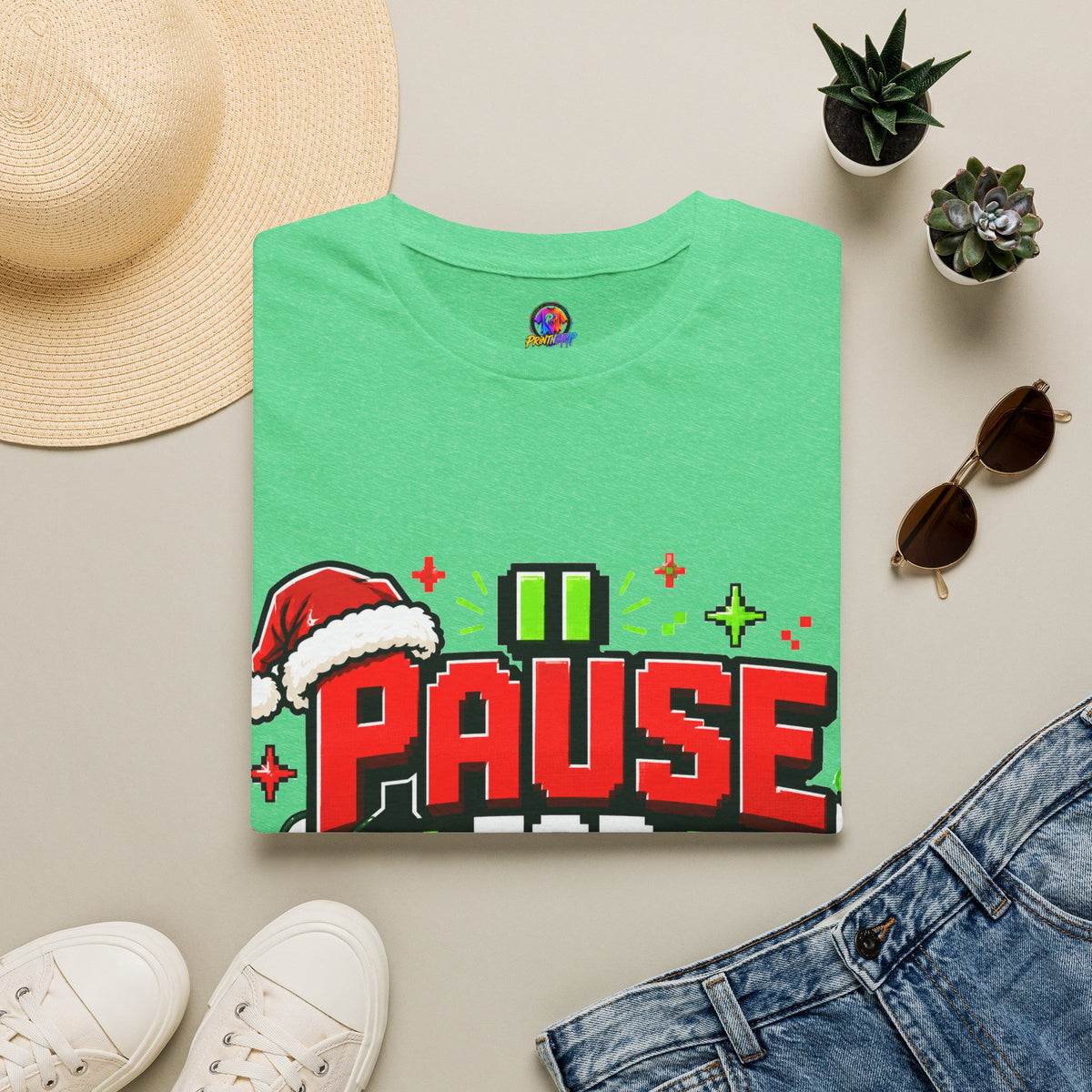 T-Shirt — "Pause for Presents" Christmas Gamer Tee