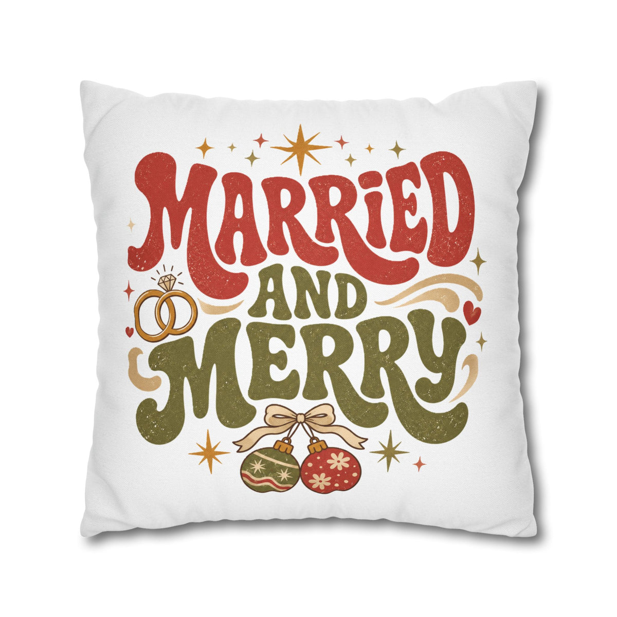 Christmas Married and Merry Holiday Pillowcase