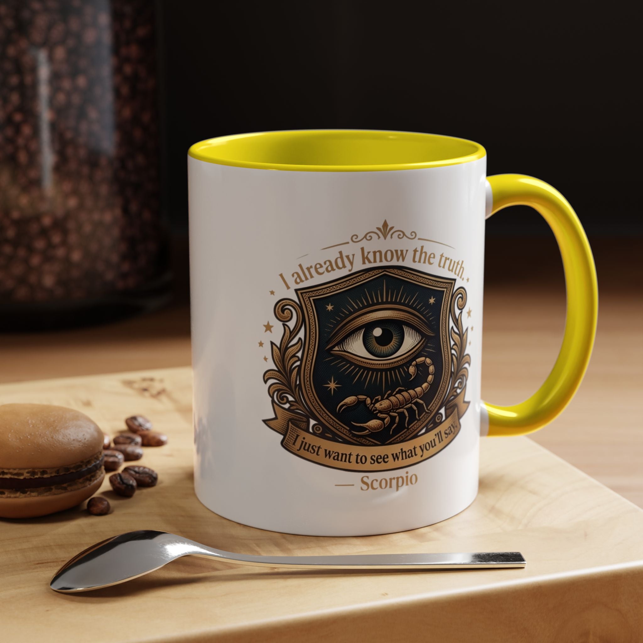 Scorpio Accent Coffee Mug — "I Already Know the Truth" Astrology Zodiac Mug