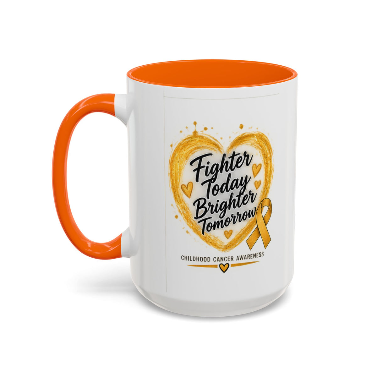Childhood Cancer Awareness Coffee Mug – "Fighter Today Brighter Tomorrow" (Accent 11/15oz)