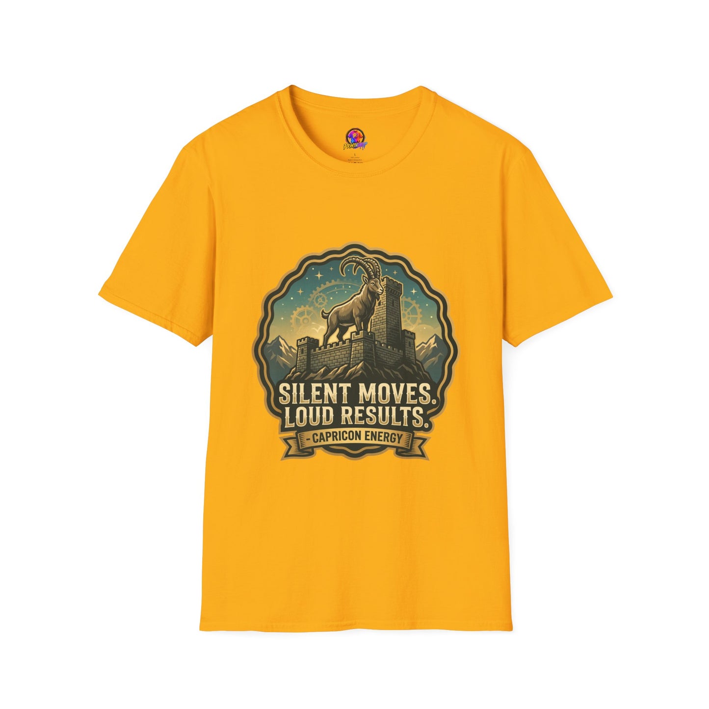 Silent Moves, Loud Results Goat Graphic Tee — Motivational Mountain Goat Shirt