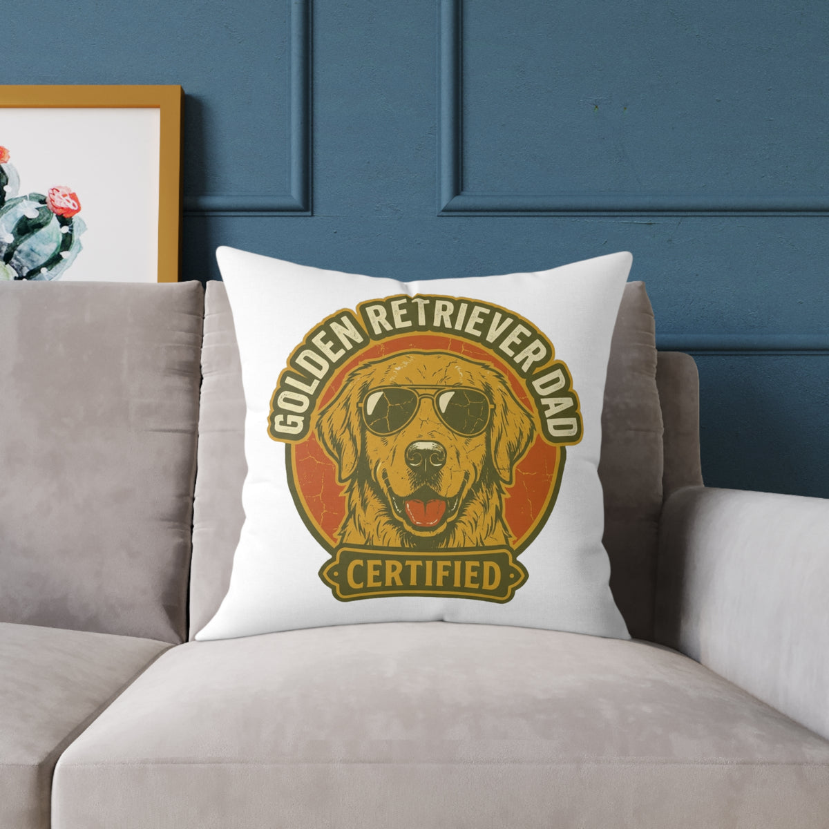 Funny Golden Retriever Dad Certified Pillow