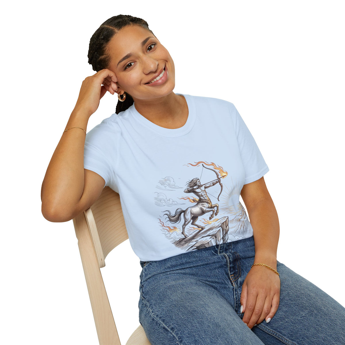 Sagittarius Centaur Archer T-Shirt — Mythical Archer Graphic Tee (Flaming Bow)
