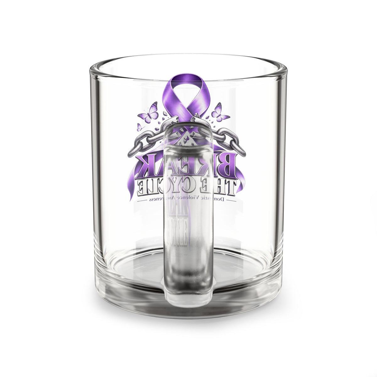Break the Cycle Purple Ribbon Glass Mug – 10 oz Domestic Violence  Awareness Coffee Cup