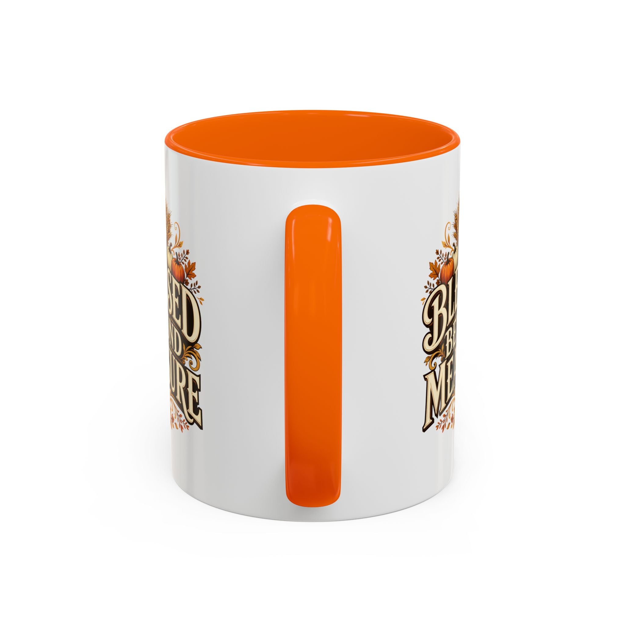 Thanksgiving Mug Blessed Beyond Measure Accent Coffee Mug — Fall Pumpkin & Wheat Autumn Faith Mug
