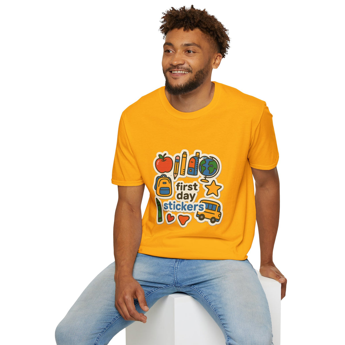 Teacher Sticker Icons T-Shirt — Cute Apple, Pencil & Globe School Tee - Trending Now - August 2026