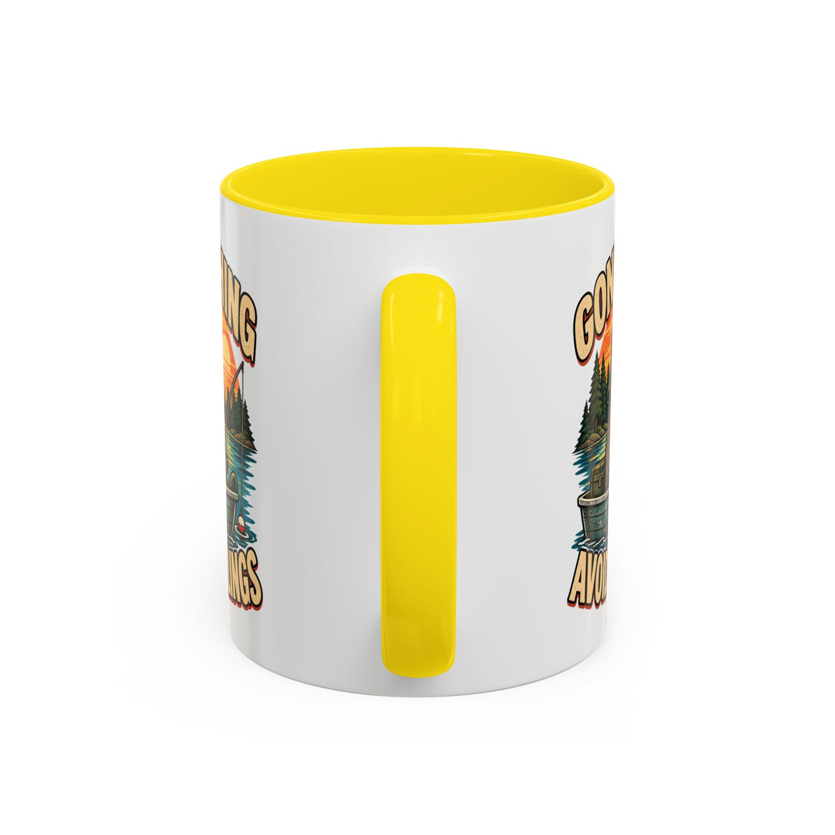 Funny And Witty "Gone Fishing Avoiding Feelings" Accent Coffee Mug (11, 15oz)