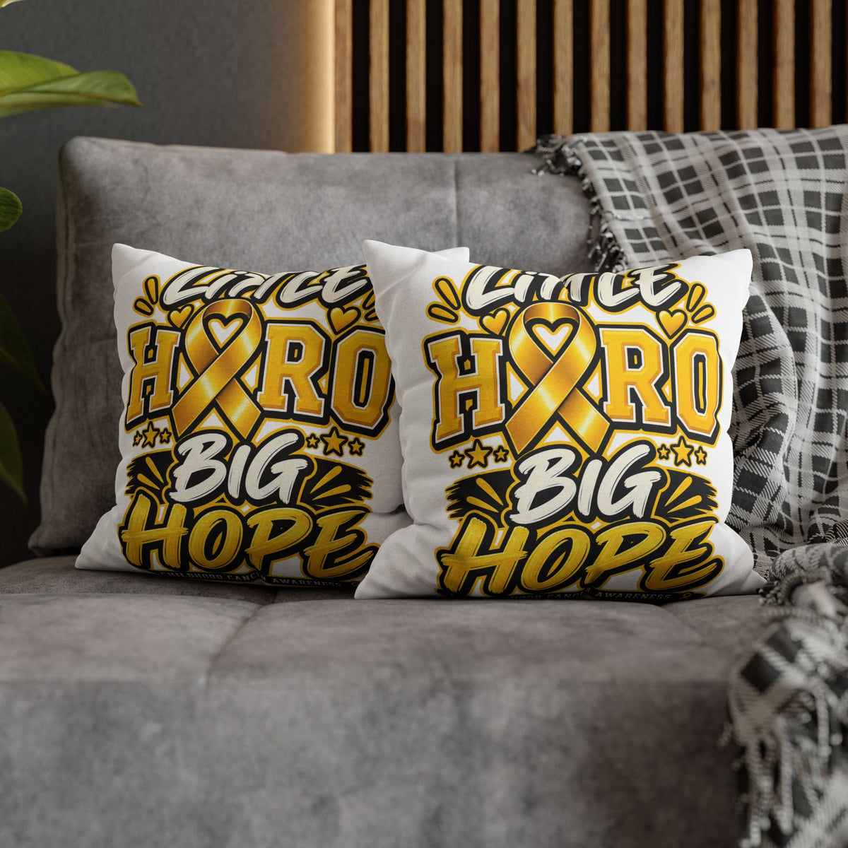 Pillowcase — "Little Hero Big Hope" Childhood Cancer Awareness Cushion Cover