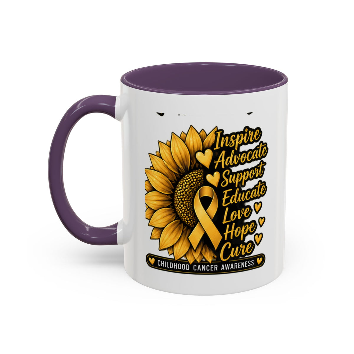 Childhood Cancer Awareness Sunflower Accent Coffee Mug (11/15oz)