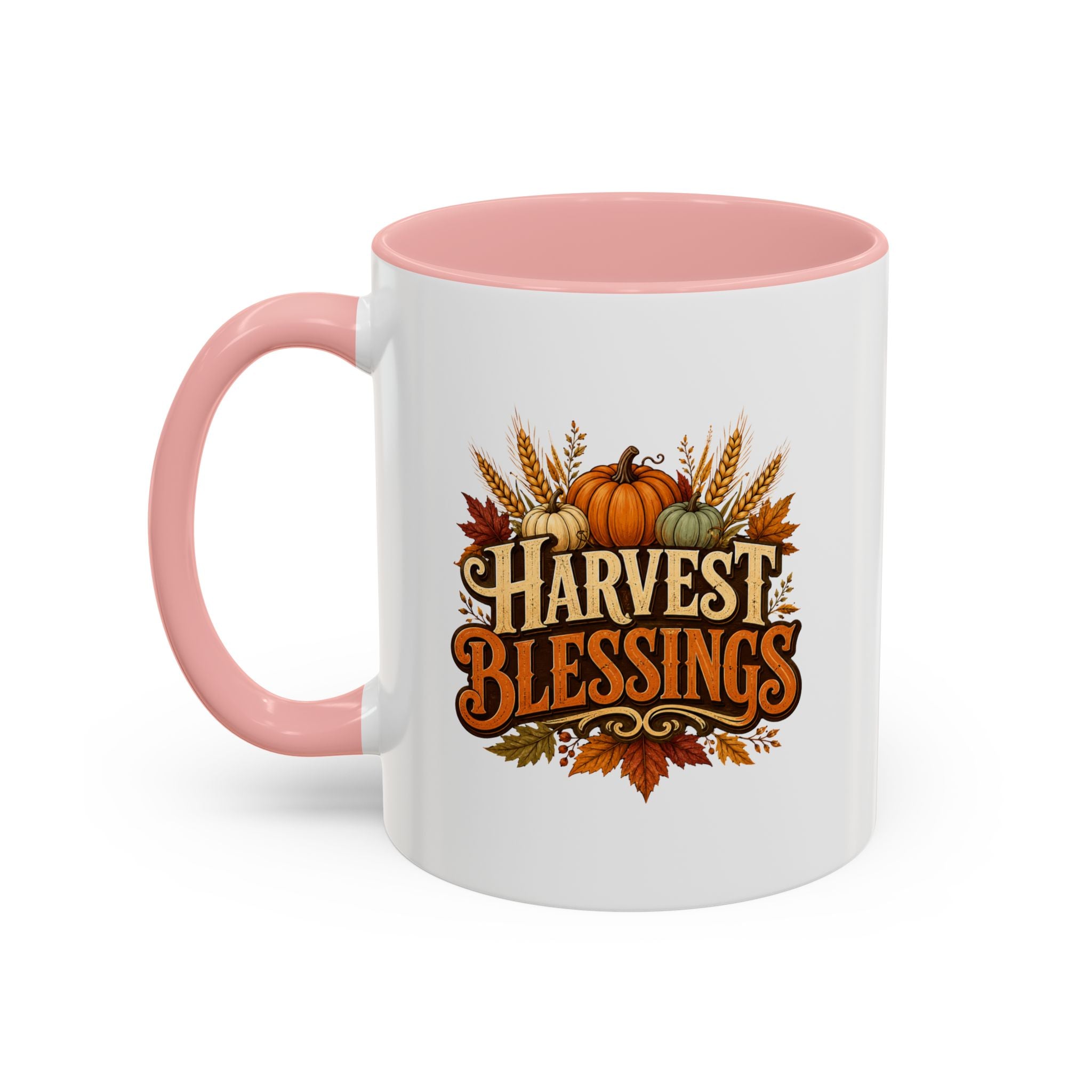 Thanksgiving Mug Harvest Blessings Coffee Mug — Fall Pumpkin & Wheat Thanksgiving Mug