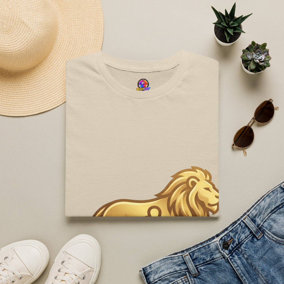 Leo Zodiac Lion T-Shirt — Gold Astrology Tee for Leo Birthdays & Zodiac Fans