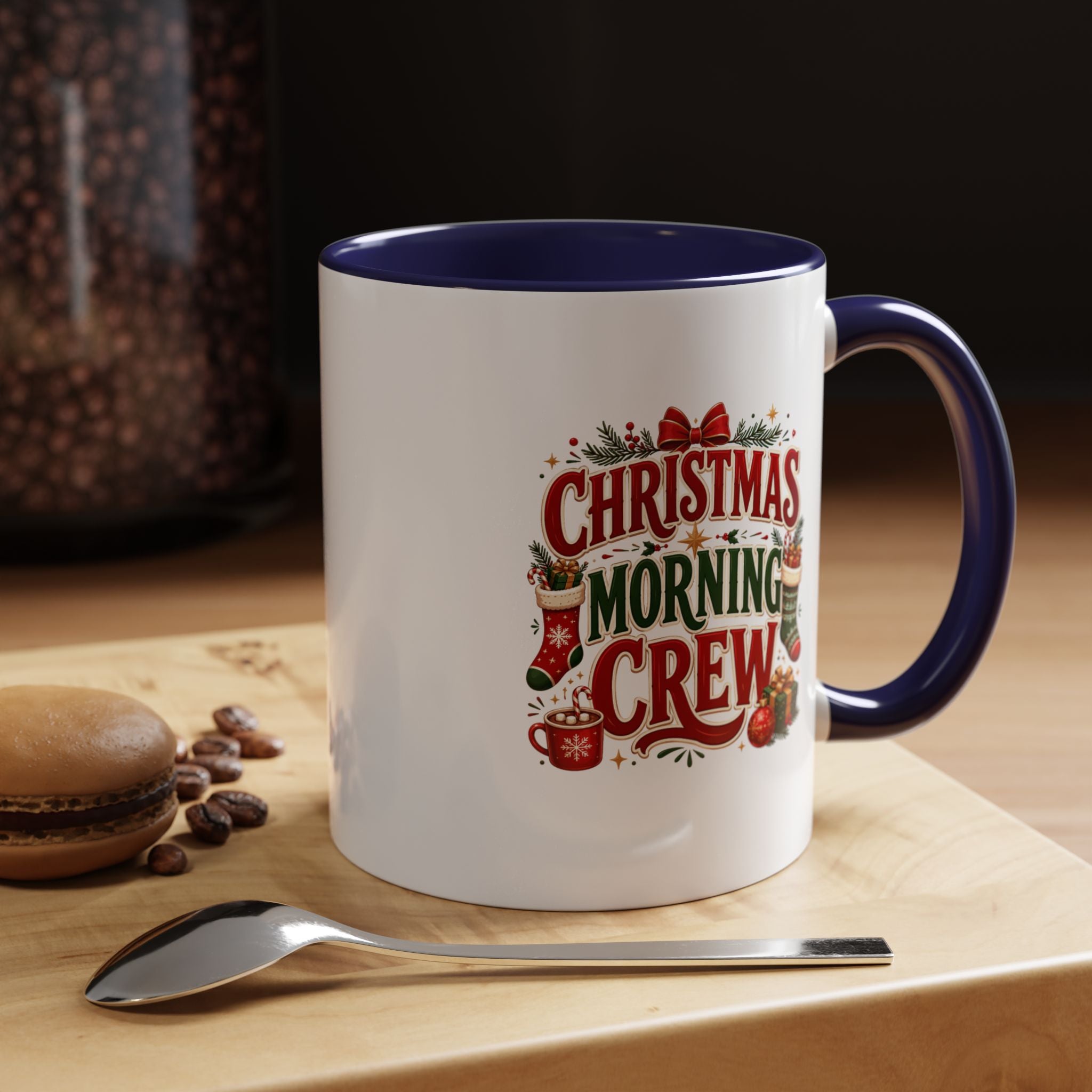 Christmas Morning Crew Accent Coffee Mug – Holiday Coffee Cup