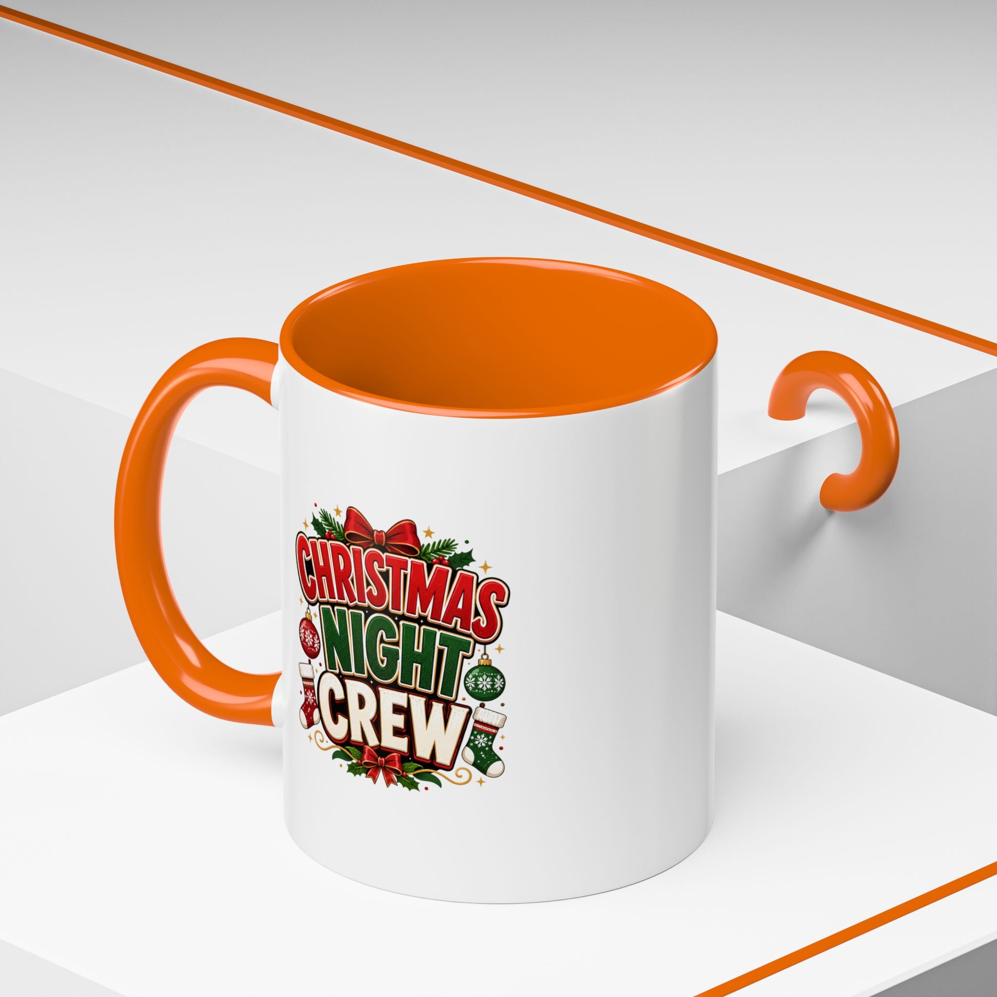 Christmas Night Crew Accent Coffee Mug – Festive Holiday Coffee Cup