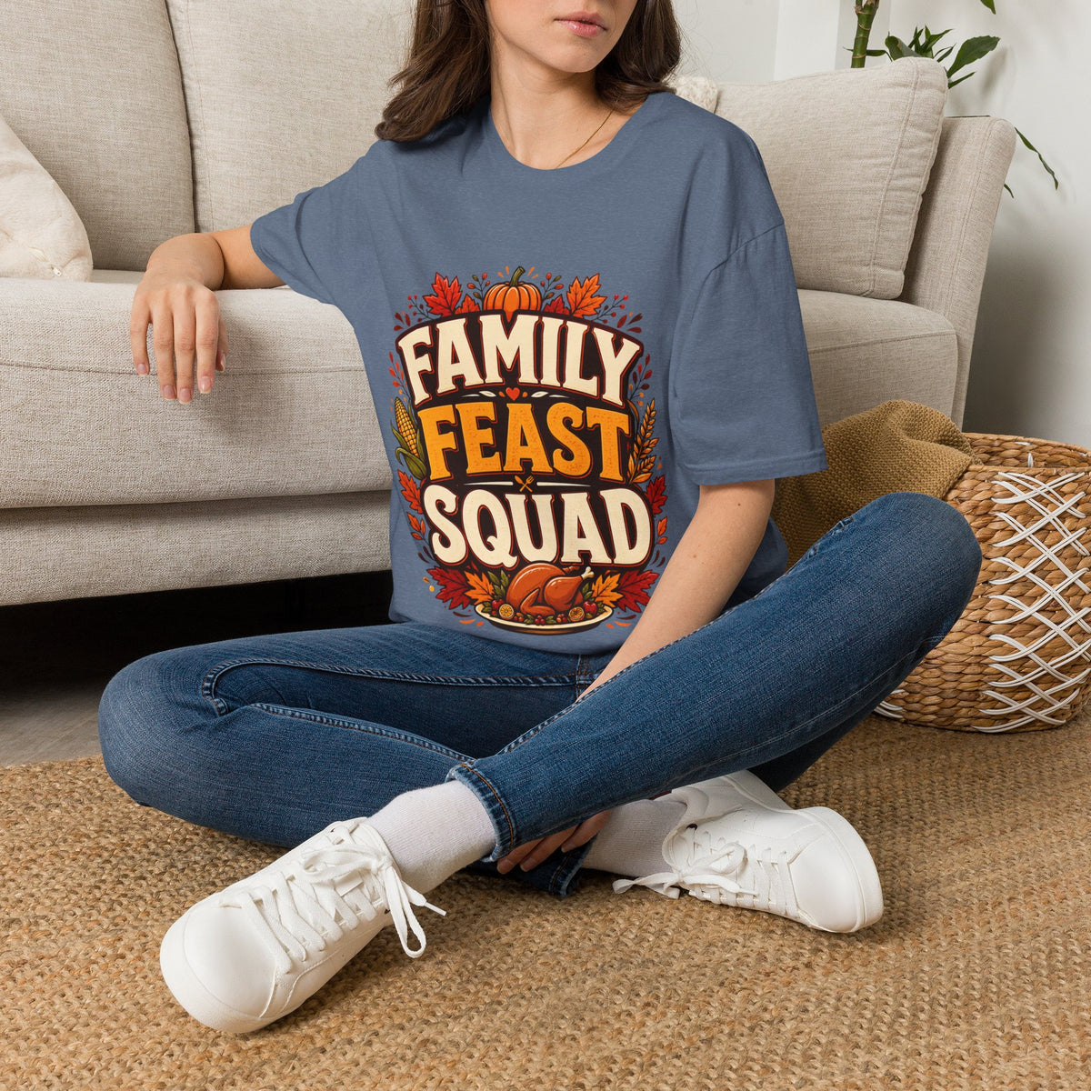 Thanksgiving T-Shirt Family Feast Squad T-Shirt — Thanksgiving Fall Harvest Tee
