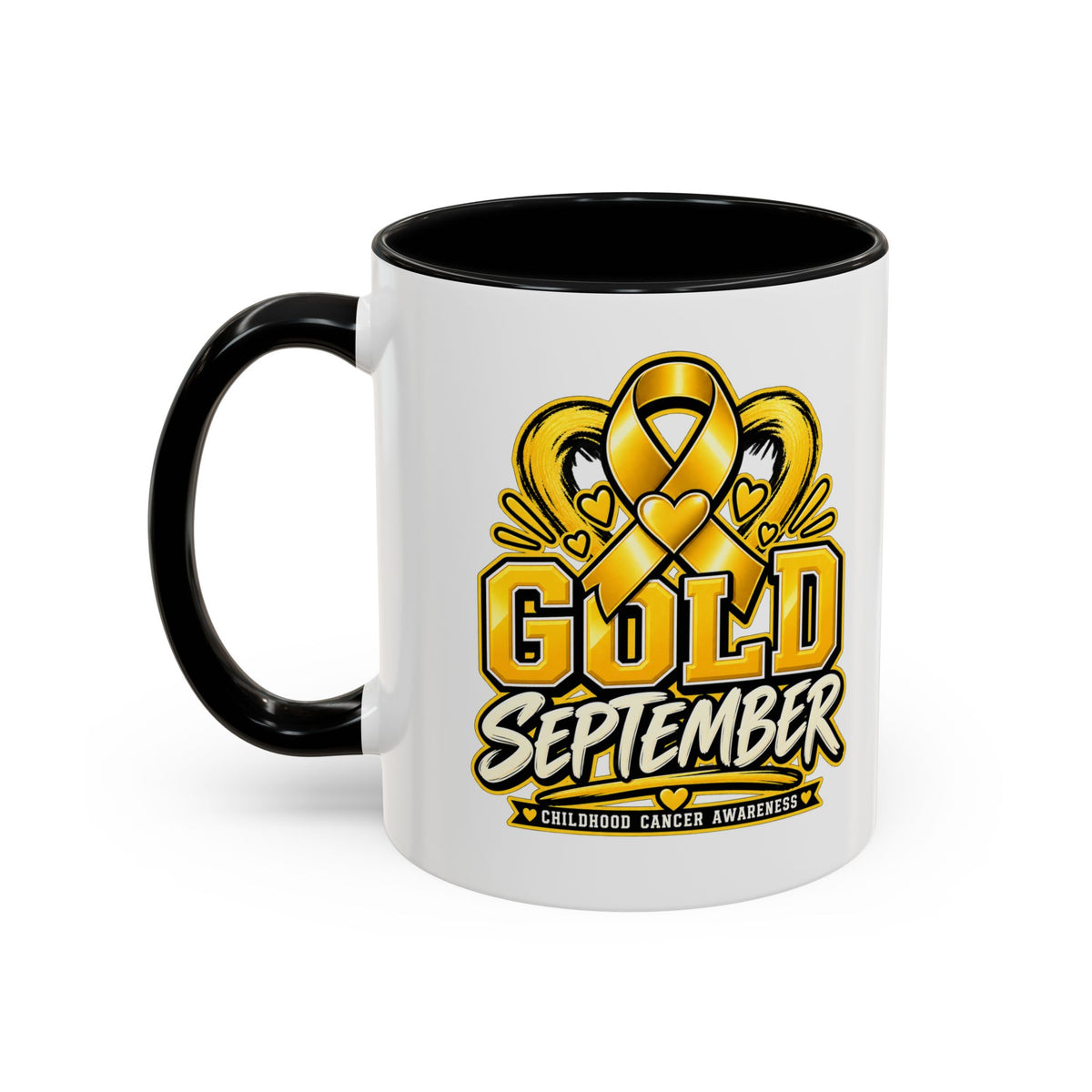 Gold September Coffee Mug — Childhood Cancer Awareness Accent Mug (11/15oz)