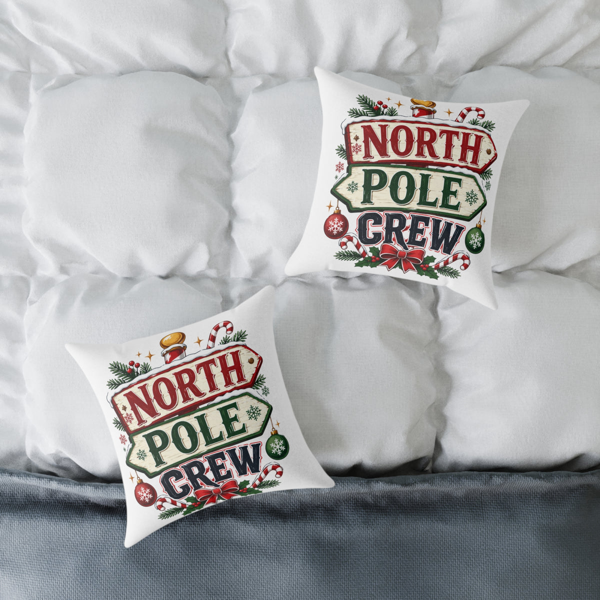 Christmas North Pole Crew Pillow - Christmas Holiday Decorative Throw Pillow