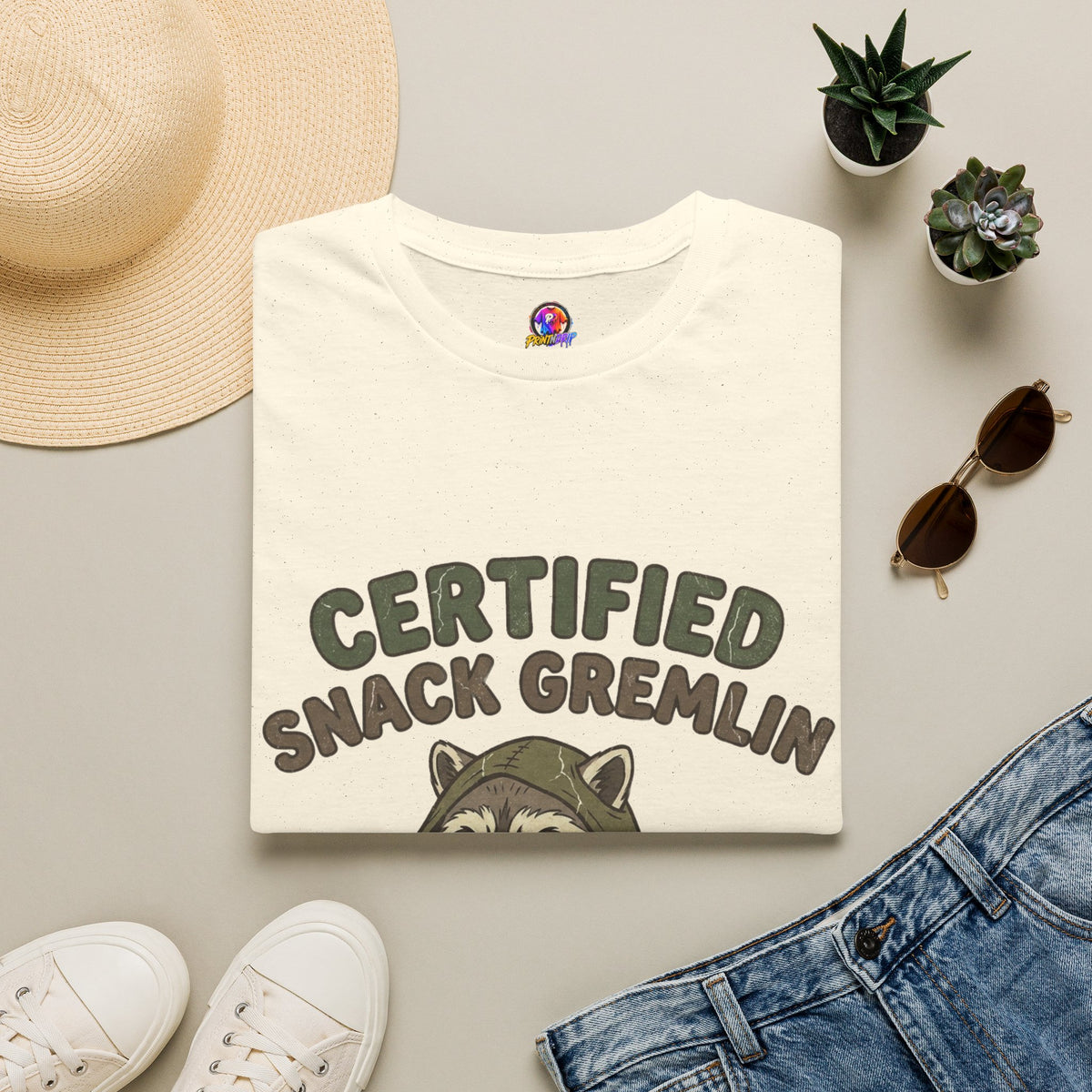 Certified Snack Gremlin T-Shirt — Funny Raccoon Snack Lover Tee