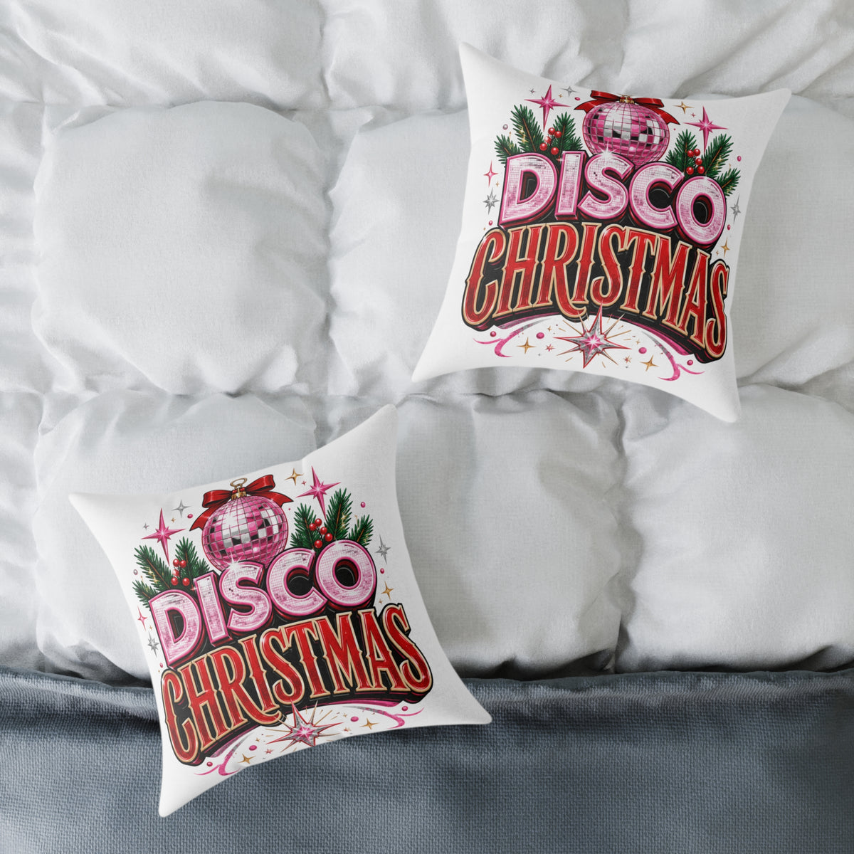 Disco Christmas Throw Pillow – Retro Holiday Disco Ball Decorative Cushion