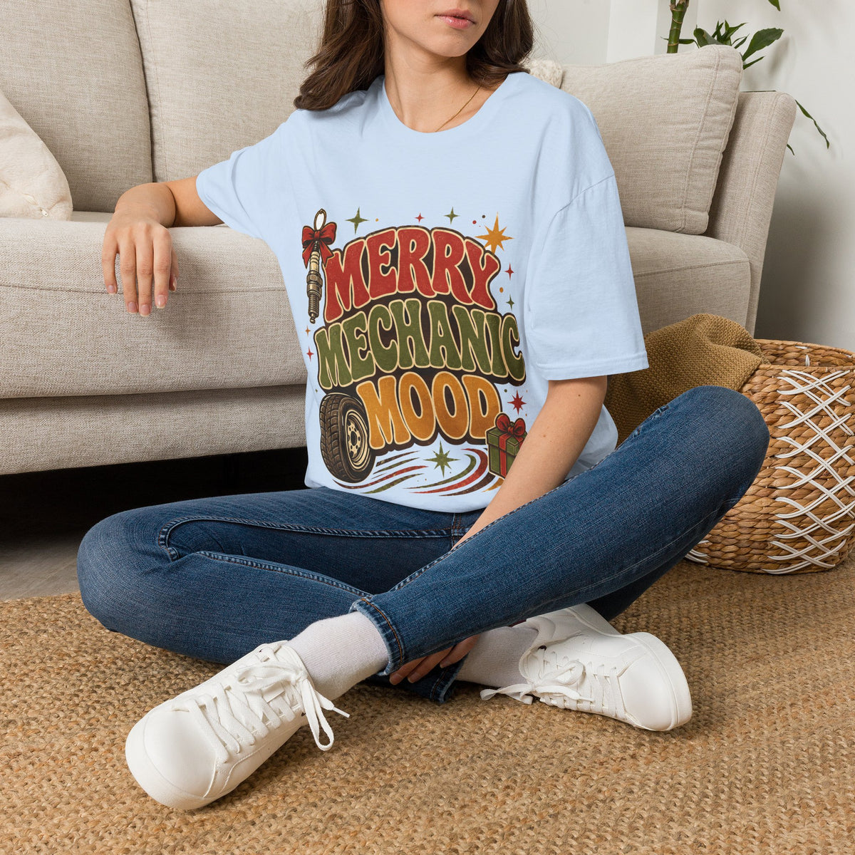 Merry Mechanic Mood T‑Shirt — Retro Holiday Auto Technician Gift