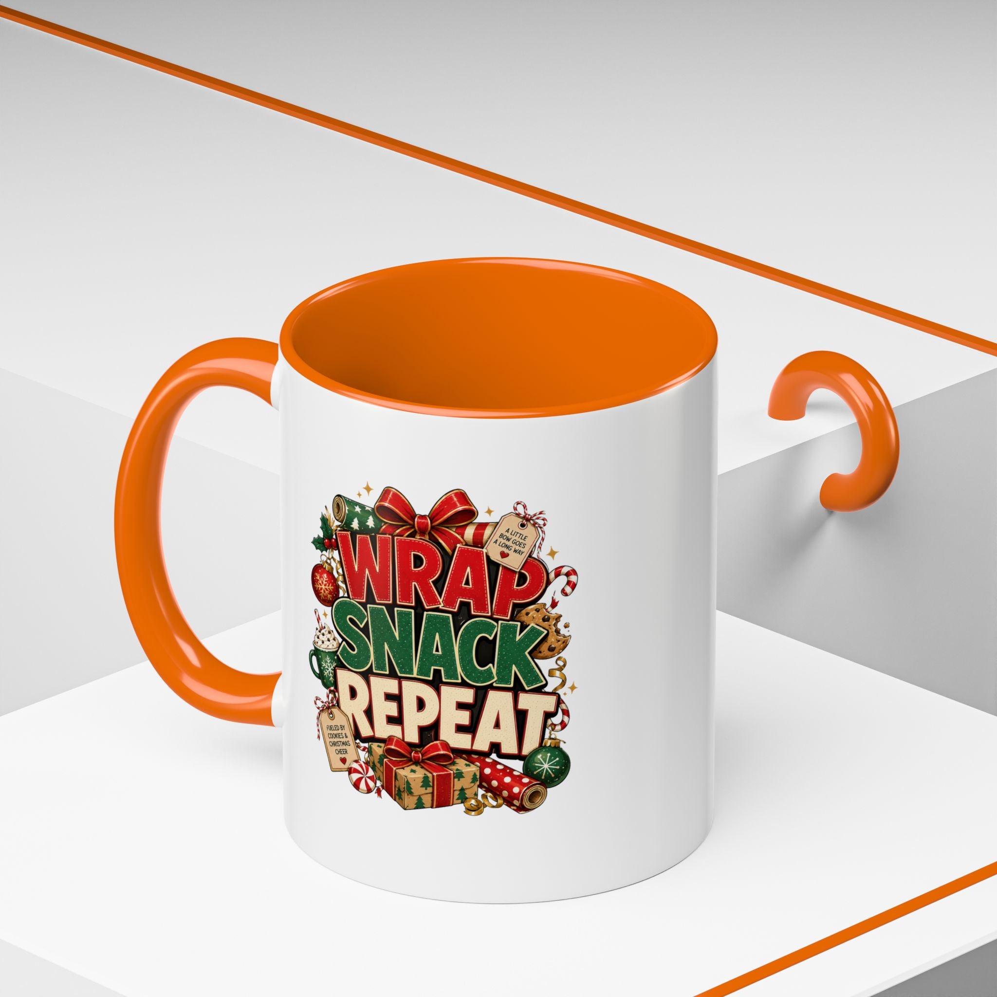 Wrap Snack Repeat Christmas Coffee Mug — Holiday Baking & Gift-Wrapping Mug