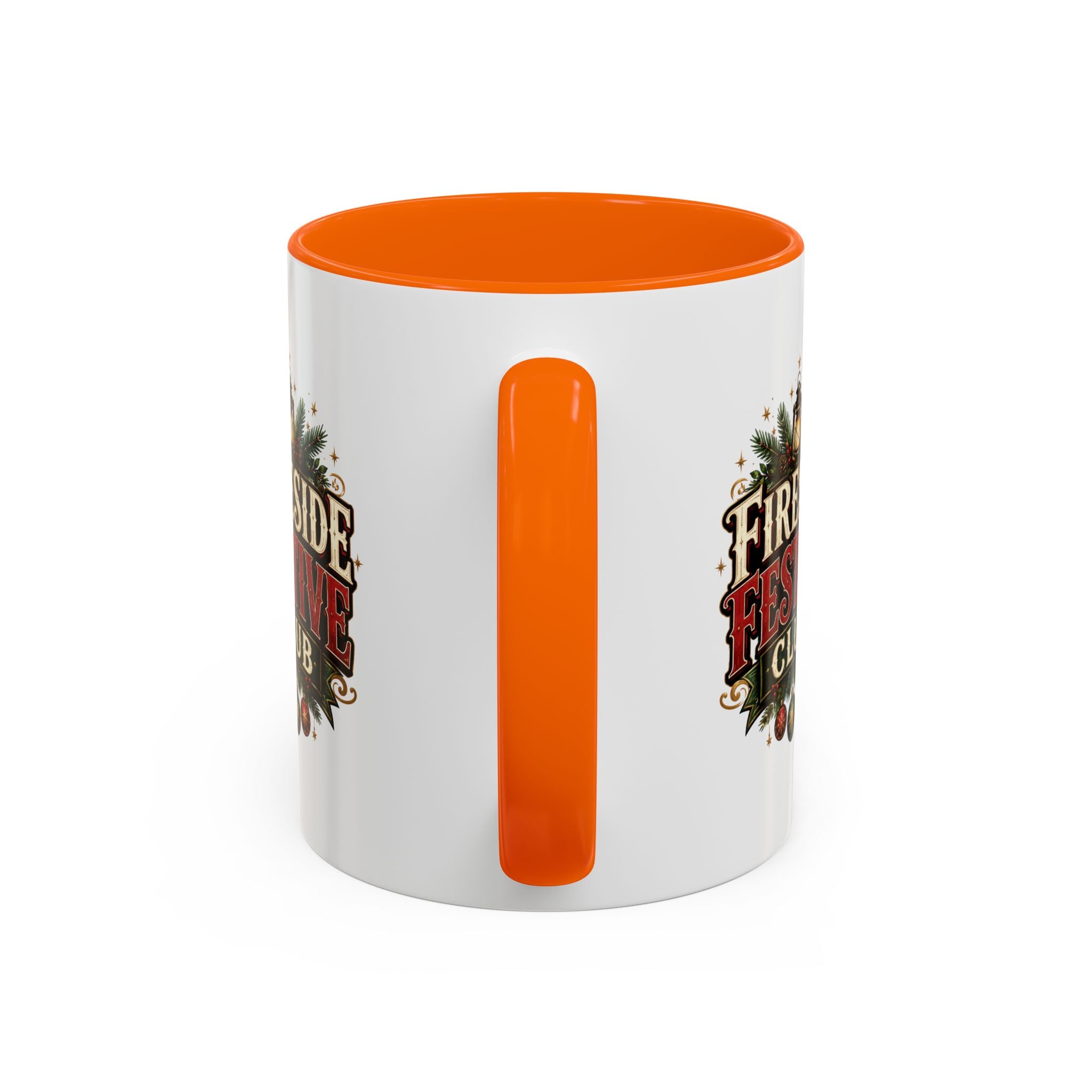 Fireside Festive Club Accent Coffee Mug — Holiday Christmas Hot Cocoa Gift