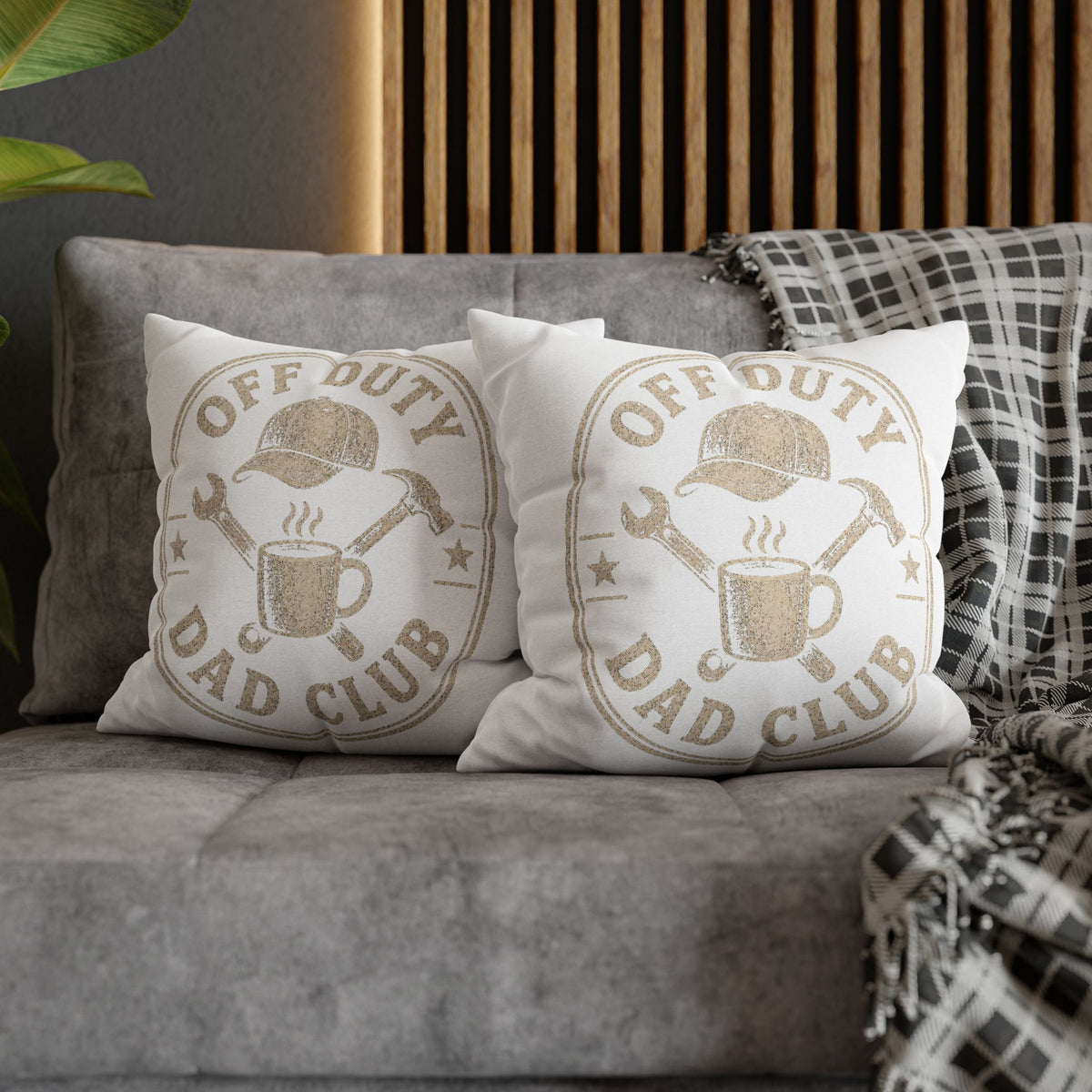Off Duty Dad Club Pillowcase — Decorative Throw Pillow Cover for Father’s Day Milo Bailey Dog Dad Mom