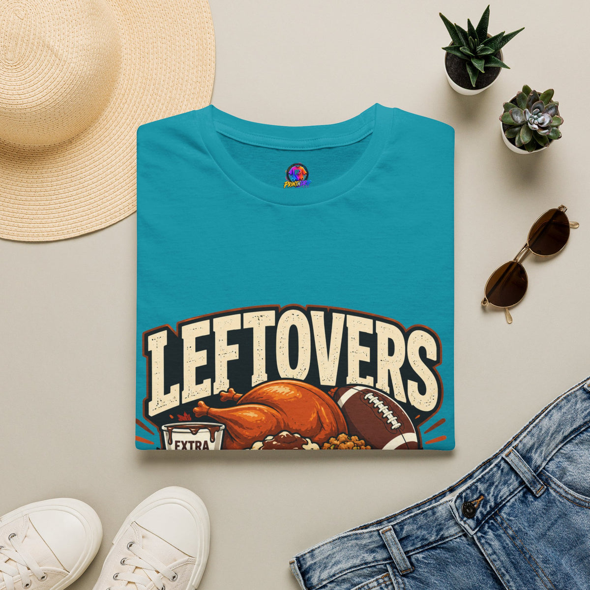 Thanksgiving T-Shirt Leftovers Legend T-Shirt — Thanksgiving Football Turkey Graphic Tee