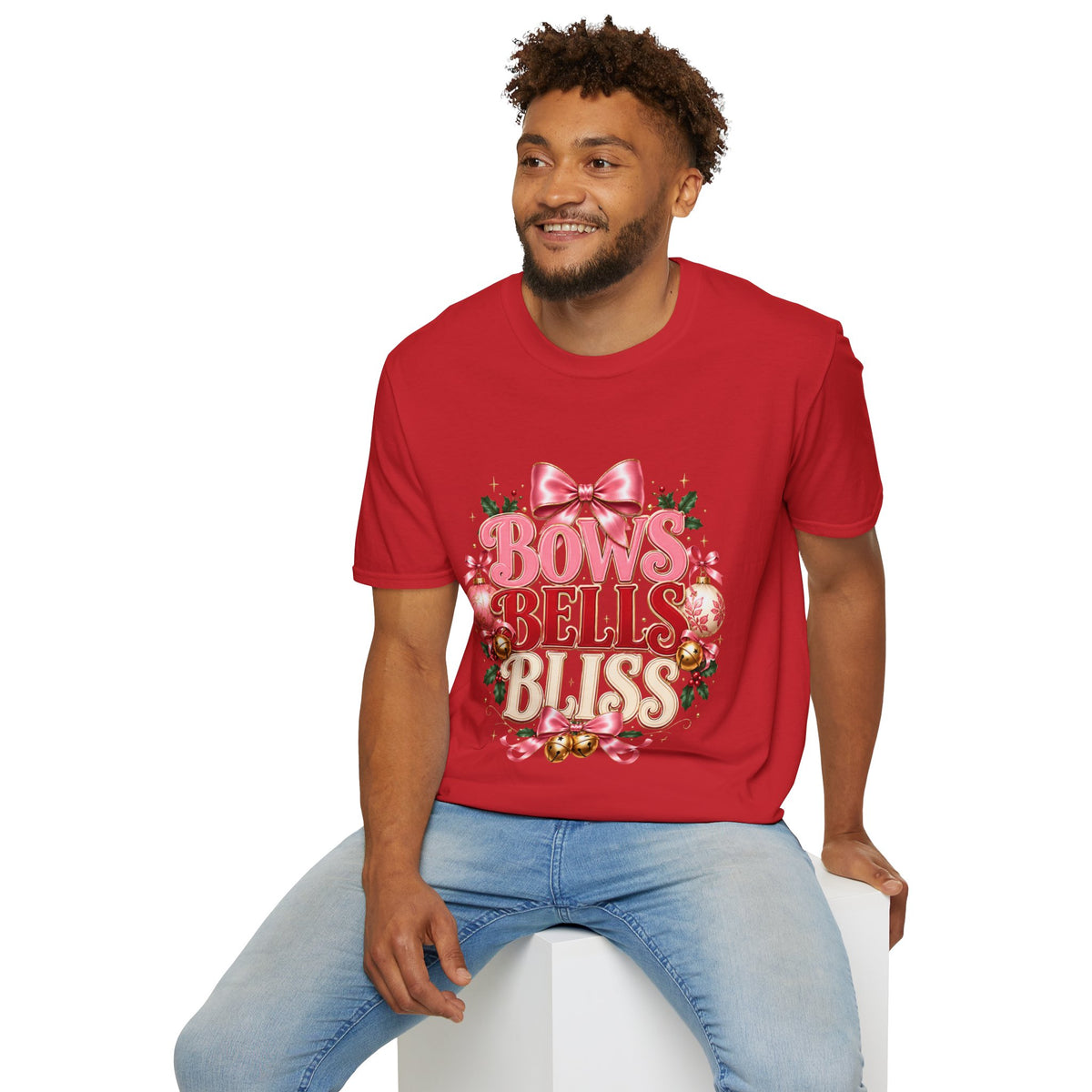 T-Shirt — Bows Bells Bliss Christmas Graphic Tee