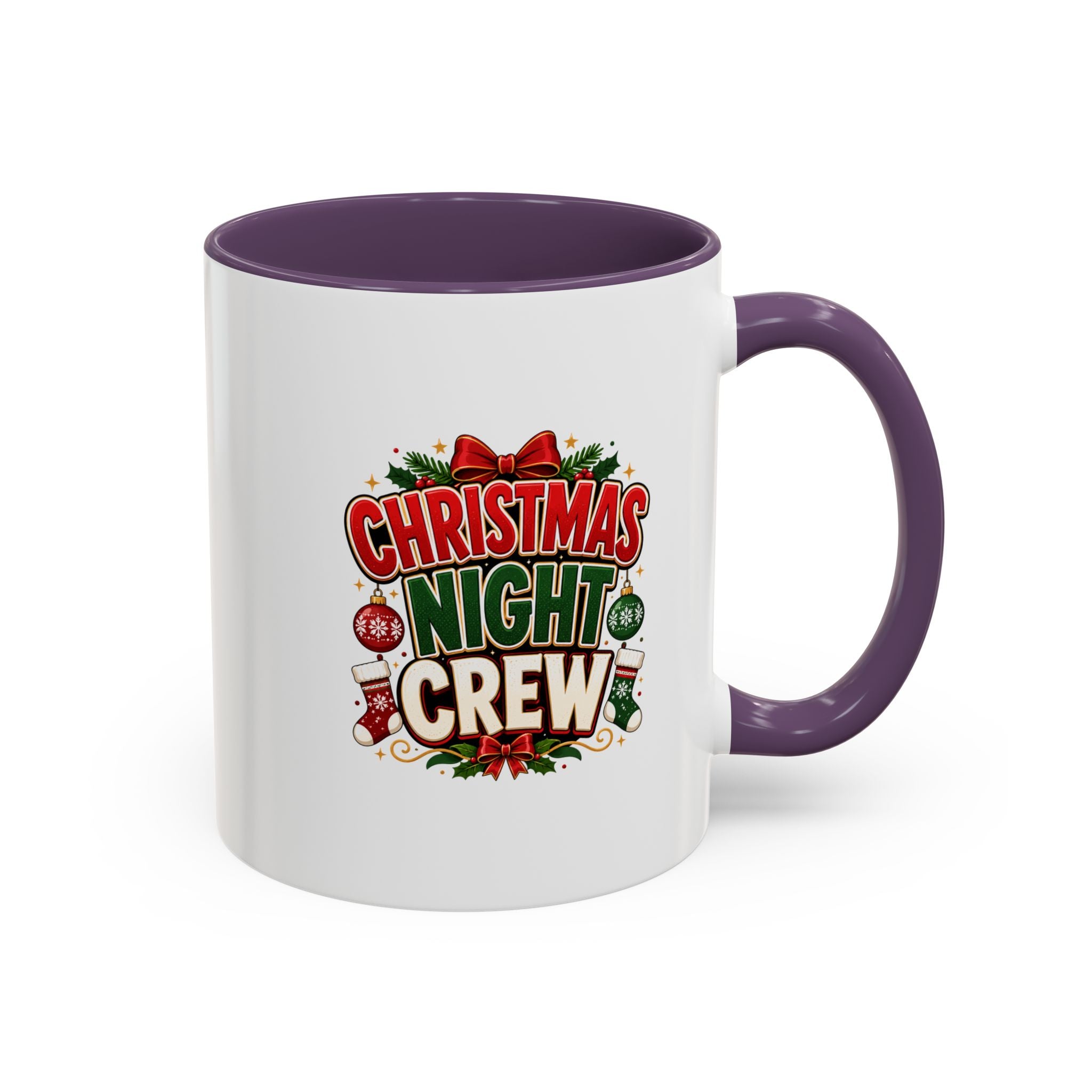 Christmas Night Crew Accent Coffee Mug – Festive Holiday Coffee Cup